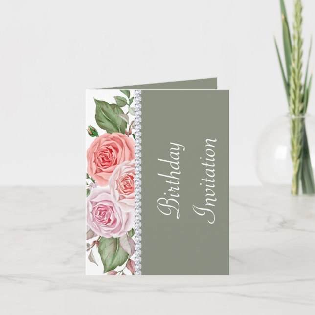 Invitation Floral féminin & Diamant 30e anniversaire (Devant)