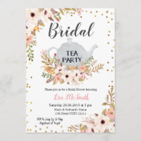 Invitation Floral Fête des mariées Tea Party