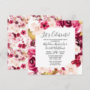 Invitation Floral Fêtons l'invitation de la fête d'engagement