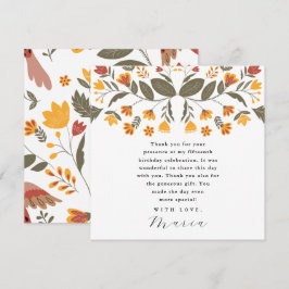 Invitation Floral Fiesta coloré 15ème anniversaire Merci