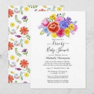 Invitation Floral Fiesta Drive By Briding ou Baby shower