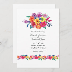 Invitation Floral Fiesta QR Code RSVP Mariage