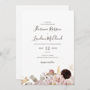 Invitation Floral flush moderne Mariage Décontracté simple