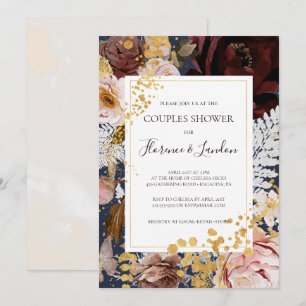Invitation Floral flush moderne   Marine Couples Douche