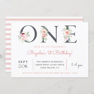 Invitation Floral flush ONE   1er anniversaire