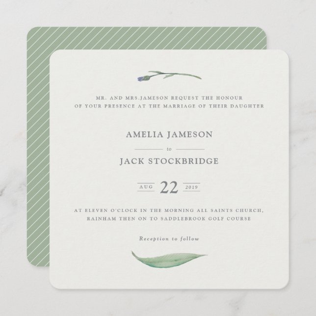 INVITATION FLORAL FORMEL (Devant / Derrière)