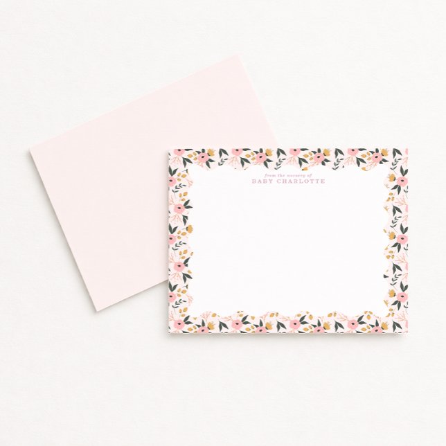 Invitation Floral Frame Nursery  Note Card (Créateur téléchargé)