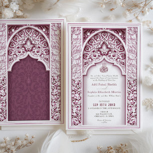 Invitation Floral Frame Plum islamique musulman Mariage
