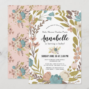 Invitation Floral Garden Party Baby shower virtuel blanc