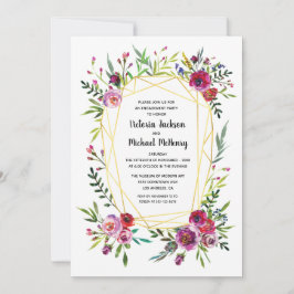 Invitation Floral Gold Geometry Crystal Engagement Party