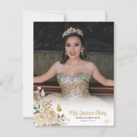 Floral Gold Princesse Quinceanera Merci photo