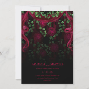 Invitation Floral gothique foncé Fuchsia Mariage à la main