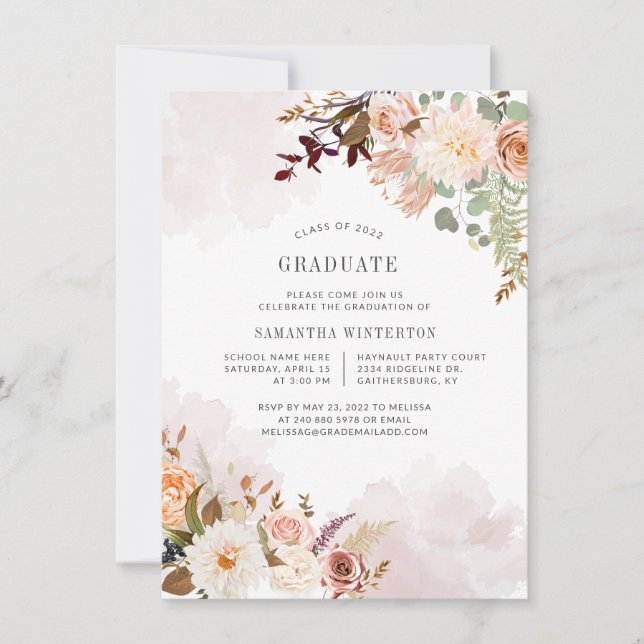 Invitation Floral Graduation 2025 Botanical Party (Devant)