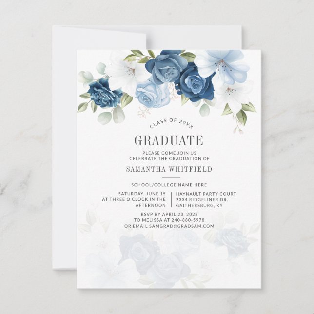 Invitation Floral Graduation 2025 Rustic Grad Party (Devant)