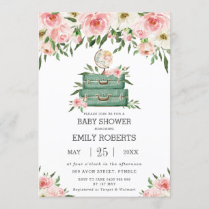 Invitation Floral Green Adventure Baby shower Girl