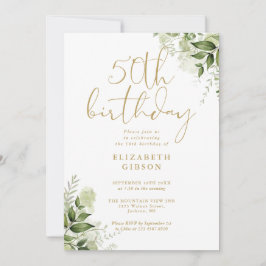 Invitation Floral Greenery 50e fête d'anniversaire