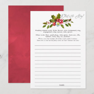 Invitation Floral Holly Fête des mariées de Noël