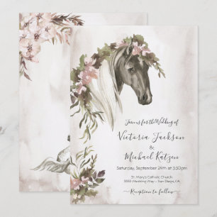 Invitation Floral Horse Ranch Mariage
