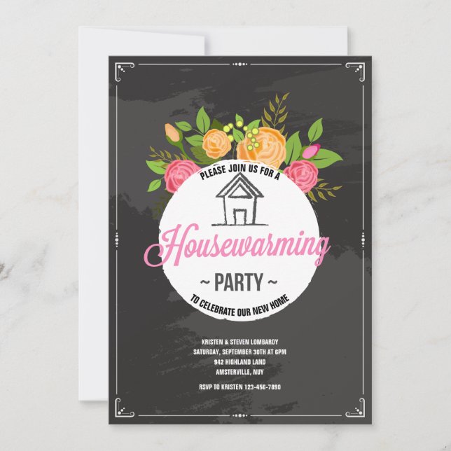 Invitation Floral Houseéching Party (Devant)