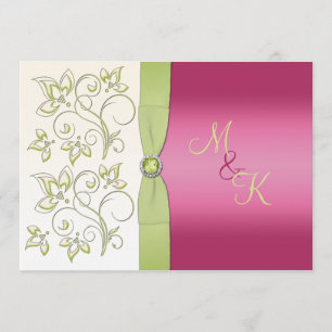 Invitation floral IMPRIMÉ de monogramme de vert de