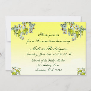 Invitation Floral Jaune Quinceañera