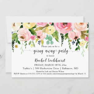 Invitation Floral Jaune Rose Vive Qui S'Éloigne De La Fête
