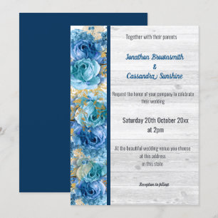 INVITATION FLORAL JOTTY NAVY BLUE RUSTIC MARIAGE NAVY