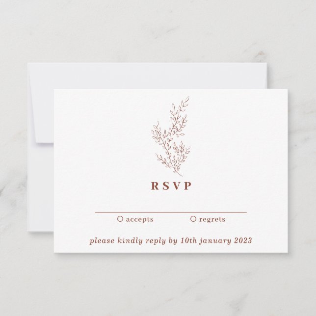 Invitation Floral Kindly Répondre Terracotta Boho Automne (Devant)