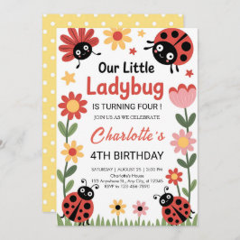 Invitation Floral ladybug birthday
