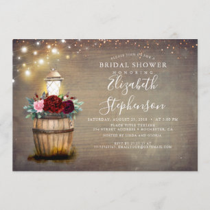 Invitation Floral Lanterne Rustique Pays Fête des mariées aut