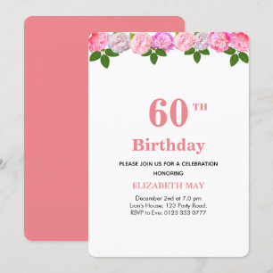 Invitation Floral & Laurel Feuilles 40e, 60e anniversaire