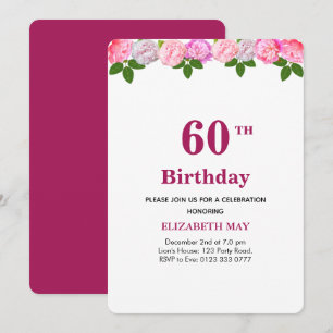 Invitation Floral & Laurel Leaves 40th, 60th Birthday