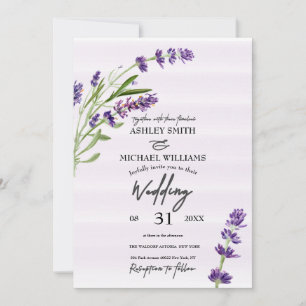 Invitation Floral Lavande numérique Mariage romantique