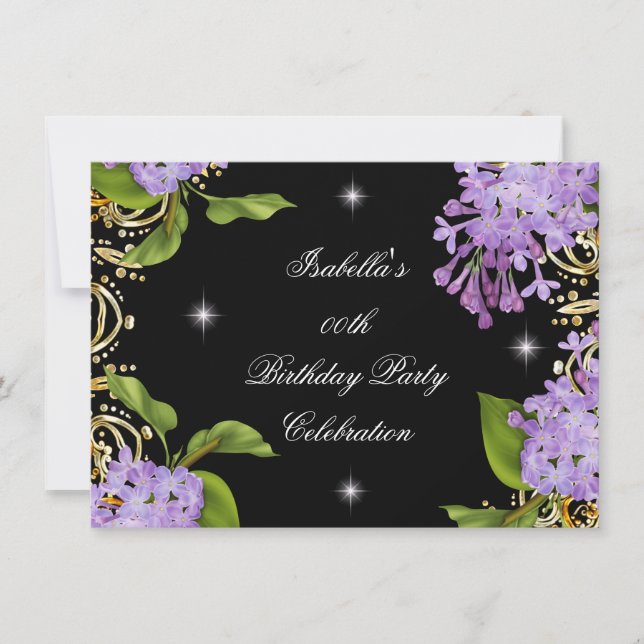 Invitation Floral Lilac Gold Black Elite Hommes (Devant)