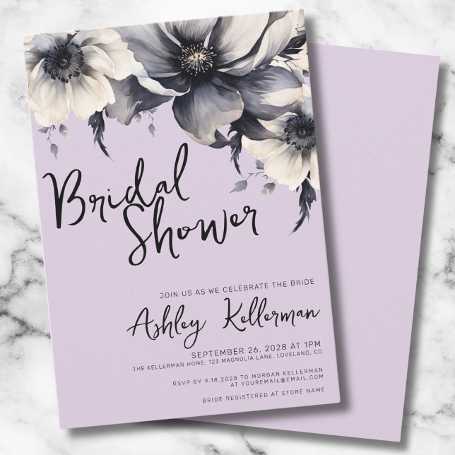 Invitation Floral Lilac Purple Fête des mariées Party (Elegant Floral Lilac Lavender Bridal Shower Party Invitation)
