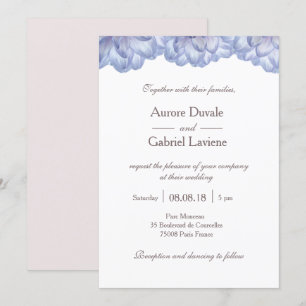 Invitation Floral lilas blanc rousse fleurs pétales mariage