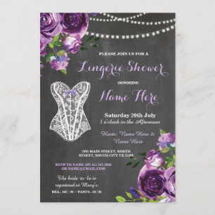 Invitation floral Lingerie Shoe Bridal Purple Chal