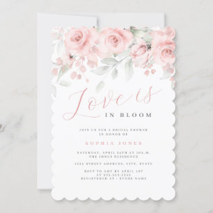 Invitation Floral Love est en Fête des mariées rose rose