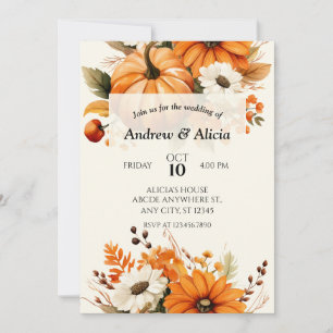 Invitation Floral mariage de automne d'automne