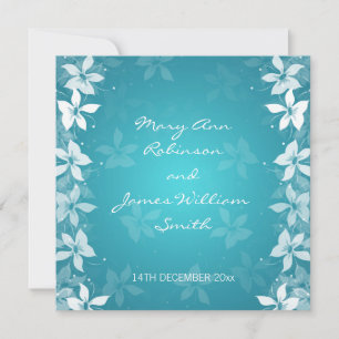 Invitation Floral Mariage Exotique Flores Bleu