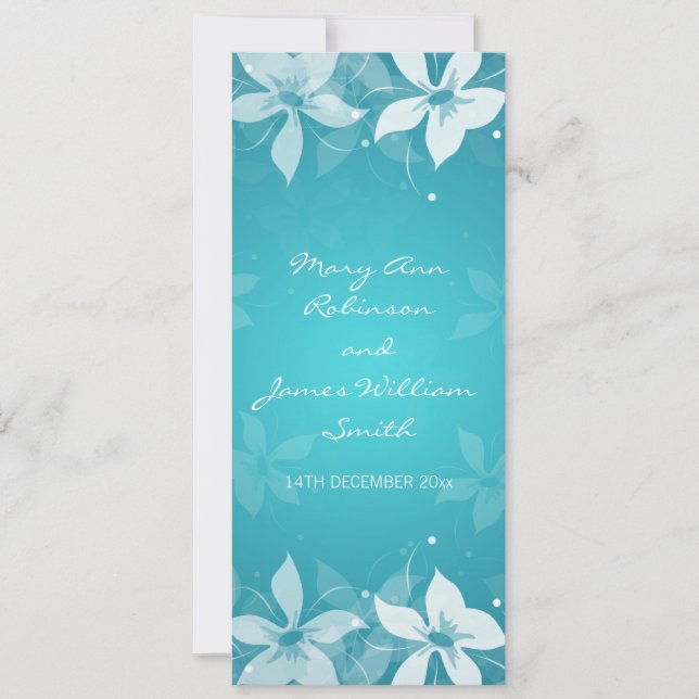 Invitation Floral Mariage Exotique Flores Bleu (Devant)