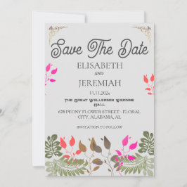Invitation Floral Mariage Photo Enregistrer la date Annonce