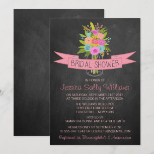 Invitation Floral Mason Jar Sur Chalkboard Fête des mariées