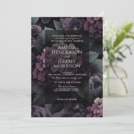 Invitation Floral mauve avec code QR