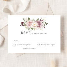 Floral Mauve Blush Greenery Mariage blanc RSVP