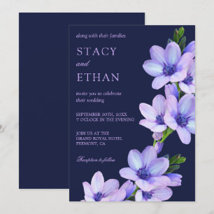 Invitation floral mauve de mariage de fleurs
