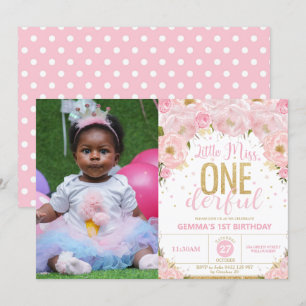 Invitation Floral Miss Onederful 1er Anniversaire Photo