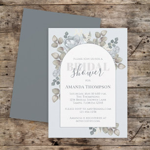 Invitation Floral moderne Bleu élégant Arc tendance Aquarelle