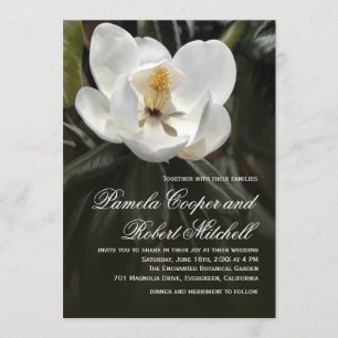Invitation Floral moderne de Magnolia blanc