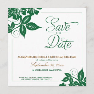 Invitation Floral moderne Enregistrer la date Annonce (vert)